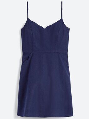 Scallop Detail Linen Dress